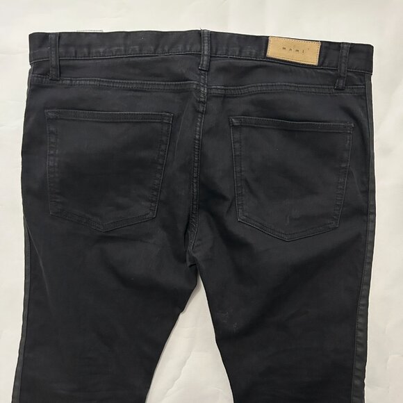 mnml Black Button Fly Jeans Men's Size 38 Straight Leg side trim stretch - Picture 10 of 14